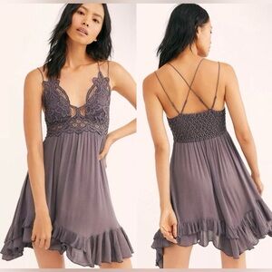 Free People Intimately Adella Slip dress charcoal color. Size M NWT